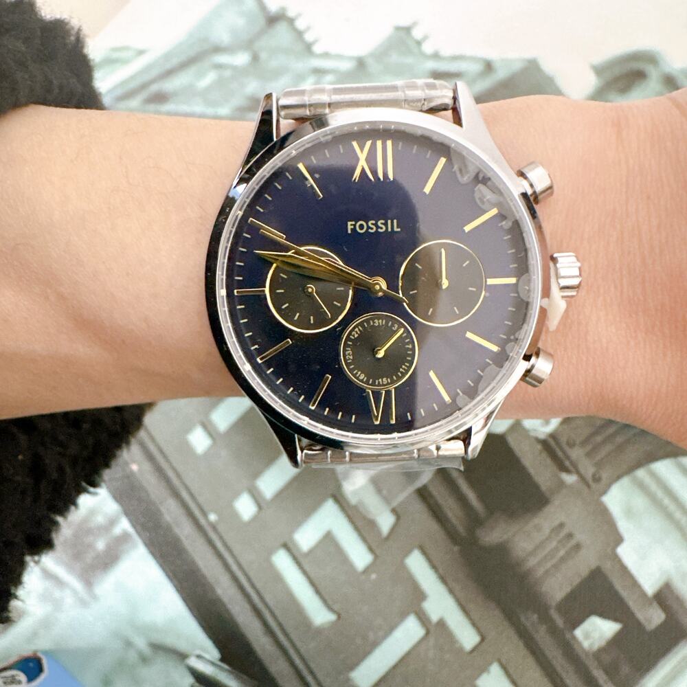 Fossil BQM7102 Fenmore Multifunction Men's Watch Blue Gold Dial BQ7102